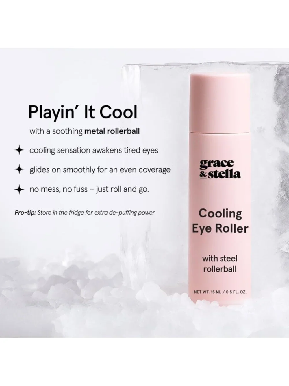 Cooling Under Eye Brightener with Metal Rollerball - Puffiness & Dark Circles